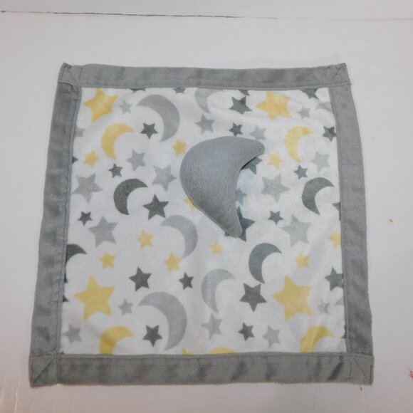 Jesse & Lulu White Gray Yellow Moon Stars Plush Security Blanket Baby Lovey Nunu - Picture 5 of 5